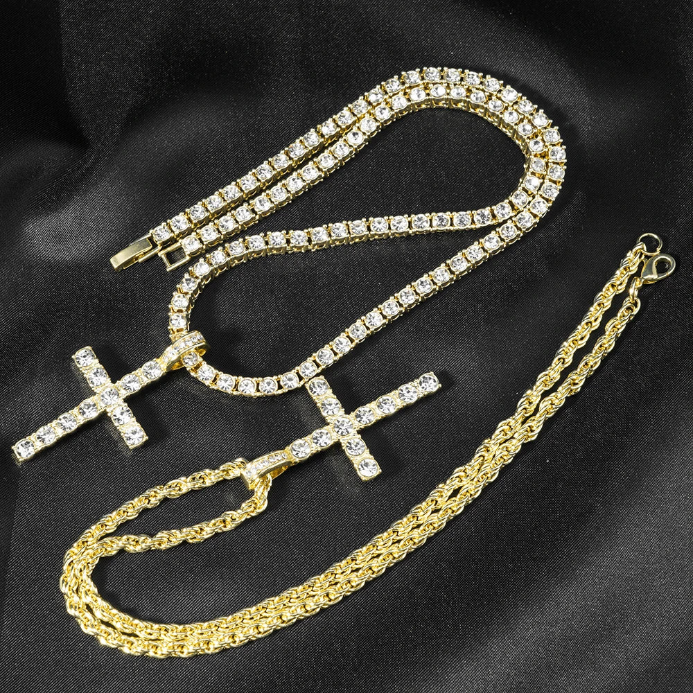 Cross + Tennis Chain