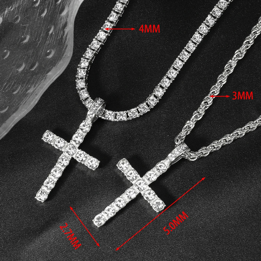 Cross + Tennis Chain
