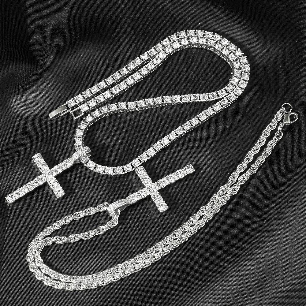 Cross + Tennis Chain
