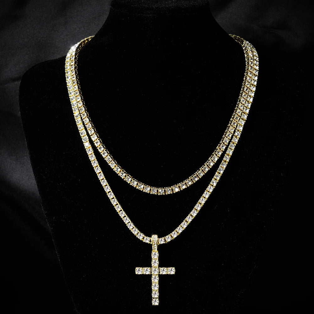 Cross + Tennis Chain