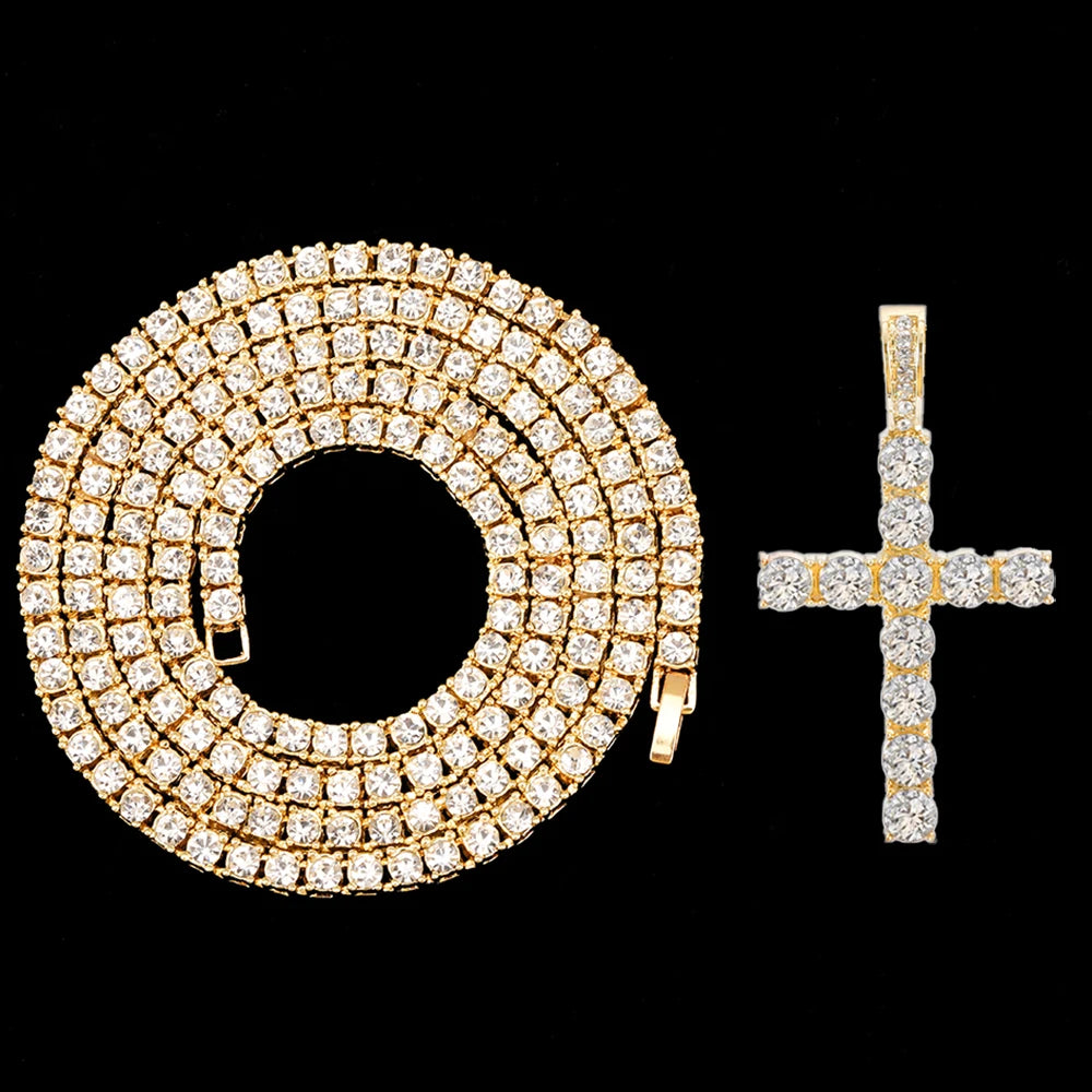 Cross + Tennis Chain